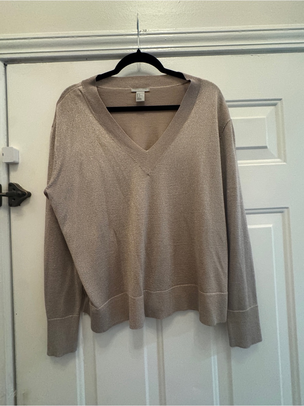 H&M Light Gold V-Neck Sweater with Subtle Shine